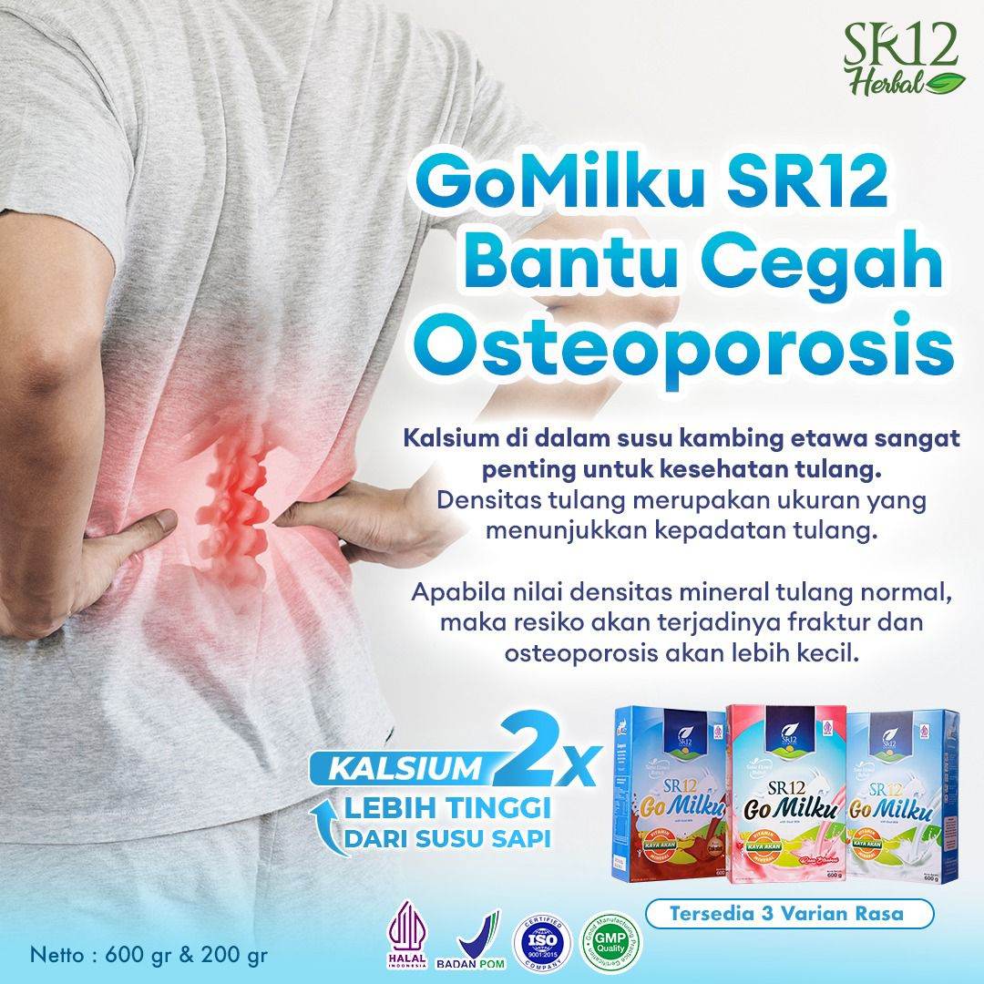 Gomilku SR12 Sachet Original, Strawberi, Cokelat Susu Kambing Etawa Susu Lansia Menjaga Kesehatan Tulang