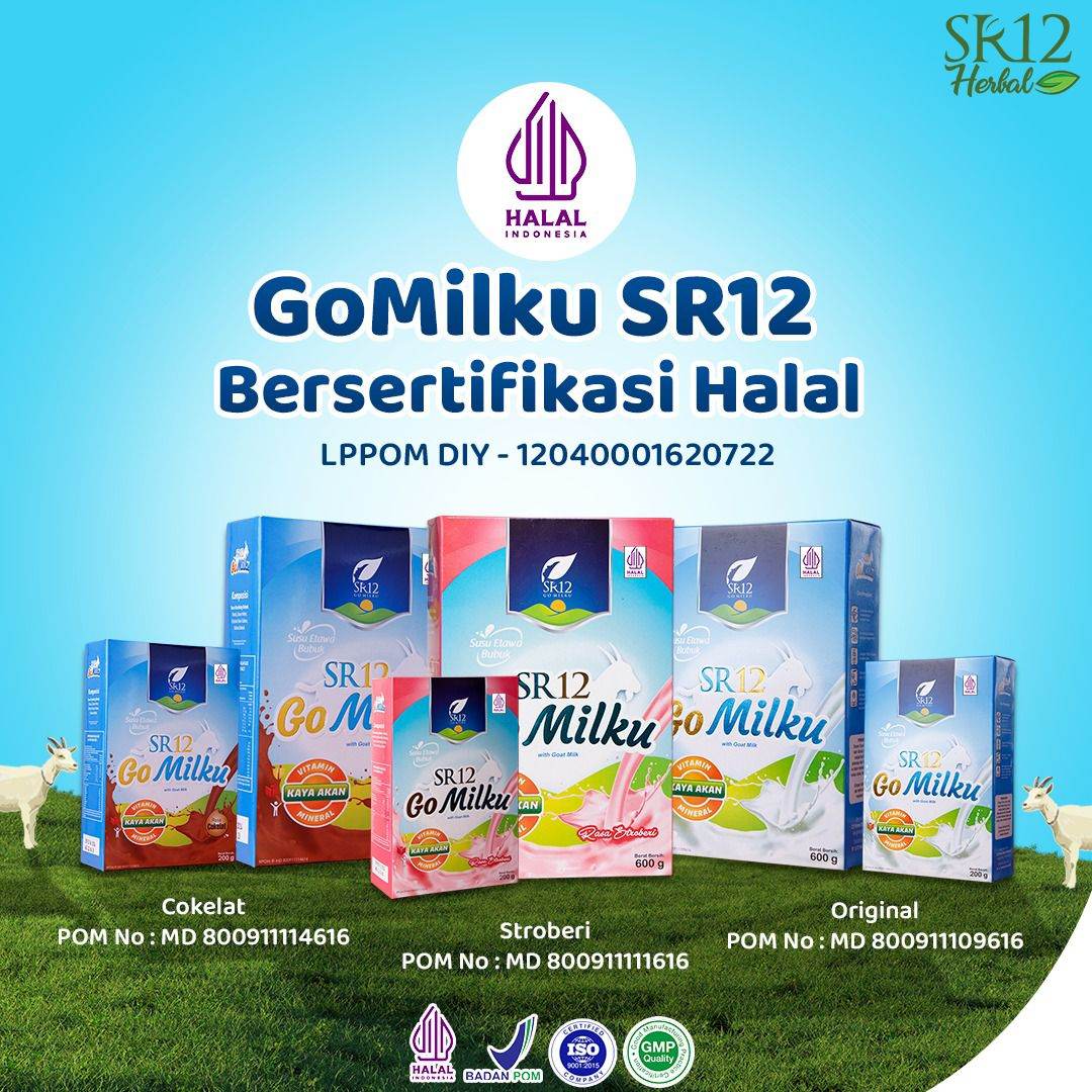 Gomilku SR12 Sachet Original, Strawberi, Cokelat Susu Kambing Etawa Susu Lansia Menjaga Kesehatan Tulang
