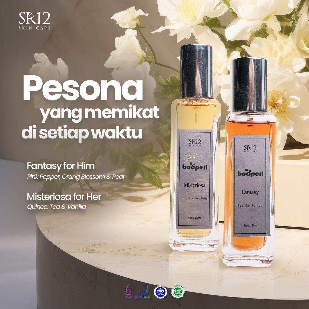 Booperi Parfum SR12 Series 12 jam (Fantasy / Misteriosa / Vanilla Romance / Secret Amor / Velvet Oud / Cherry Pop / Tea Blush)