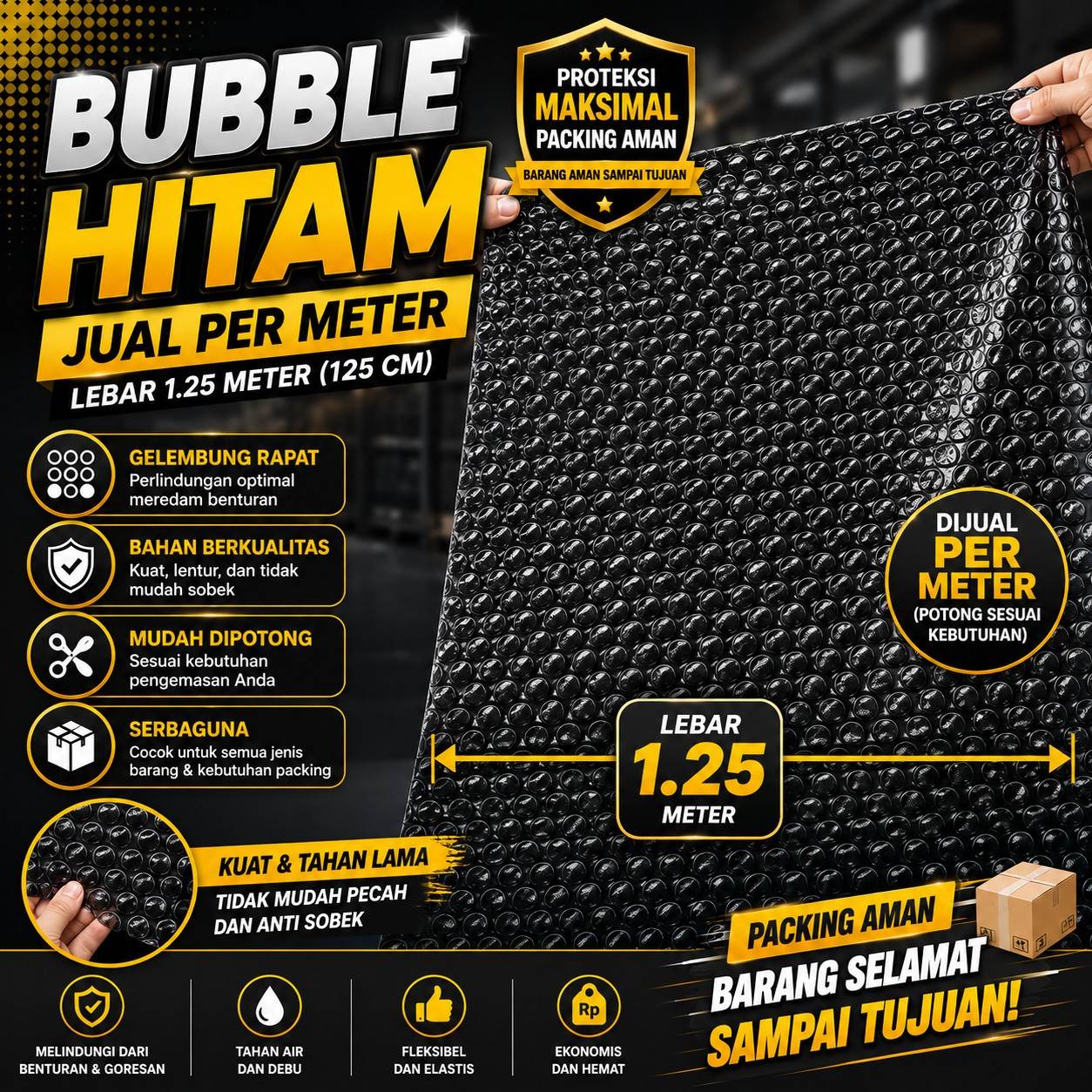 Bubble Wrap Per Meter Hitam