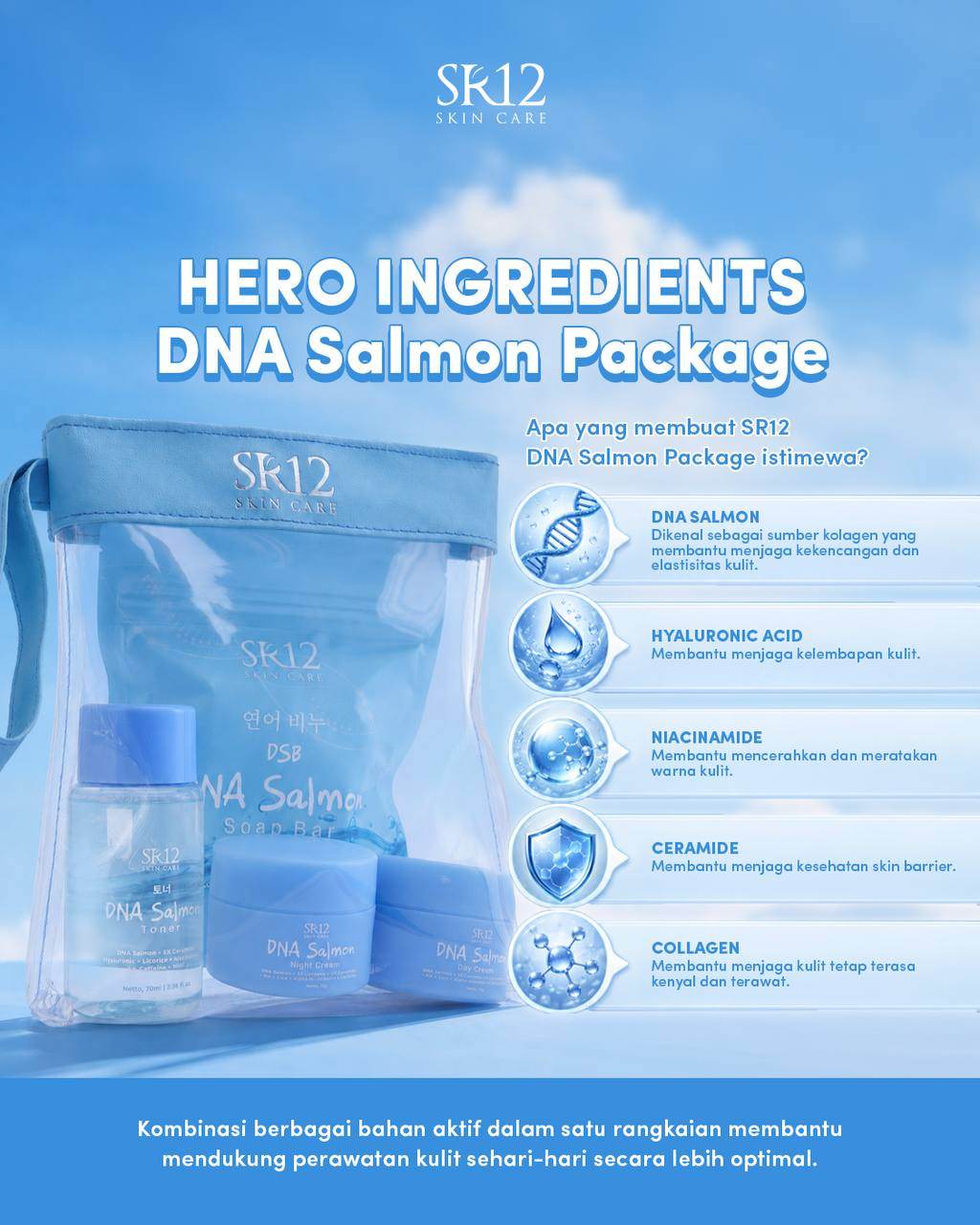 SR12 DNA Salmon Package Paket Perawatan Wajah Glowing Cerah dan Lembab