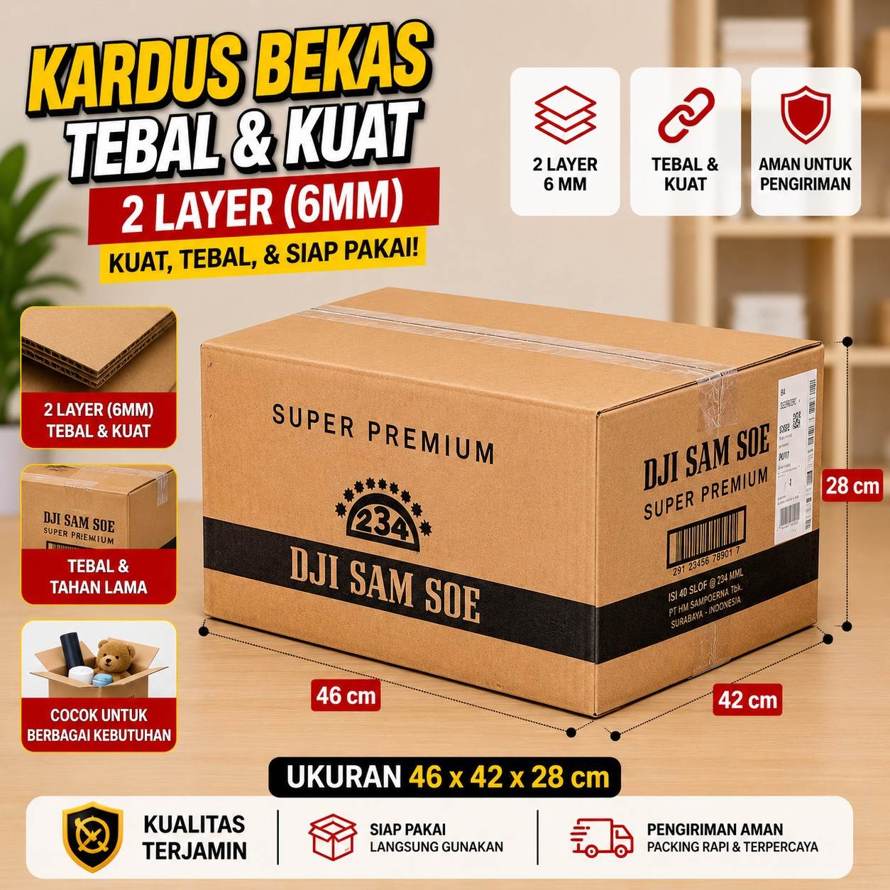 Kardus Bekas Packing Pindahan 46x42x28 Double layer