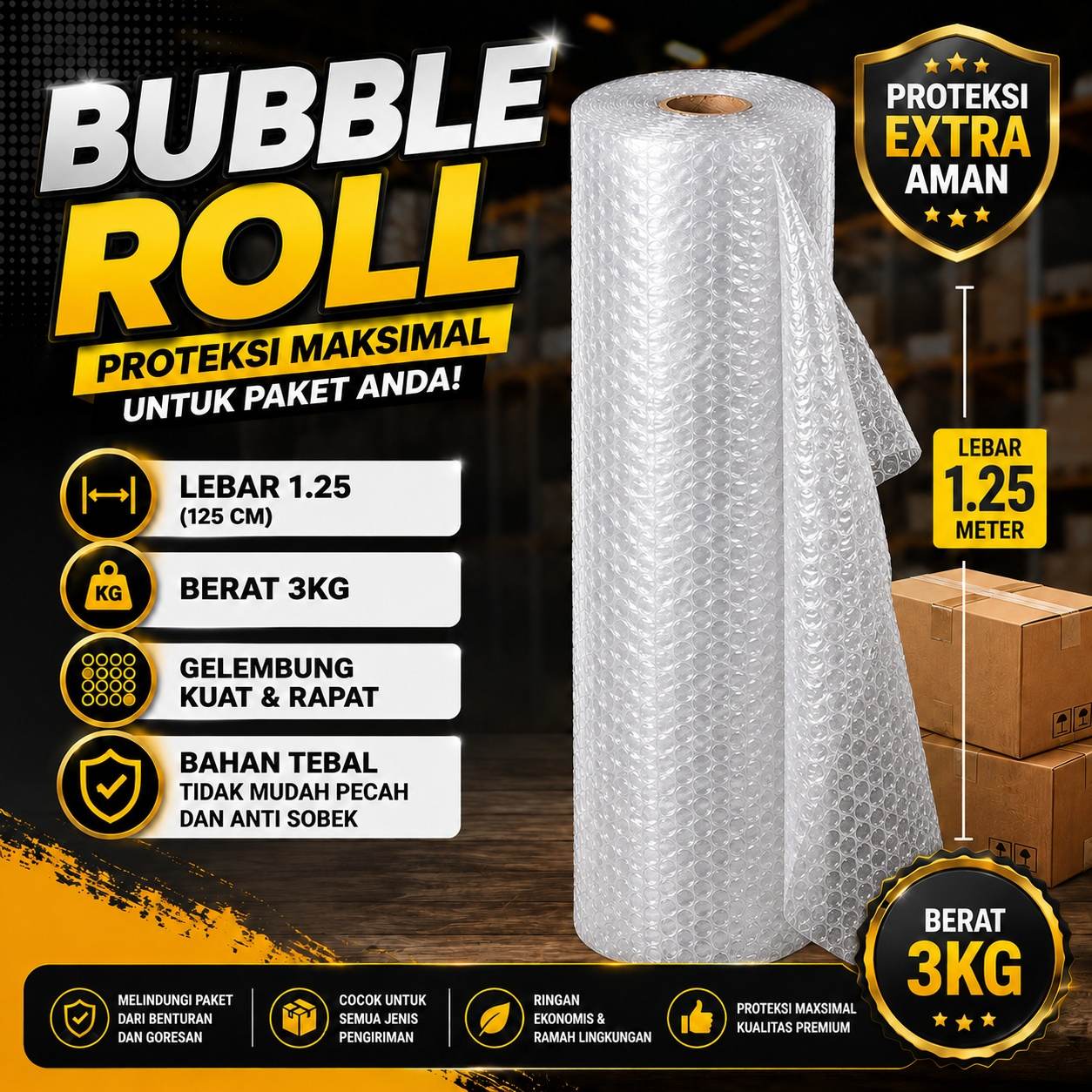 BUBBLE WRAP ROLL MURAH 50m x 125cm Bening
