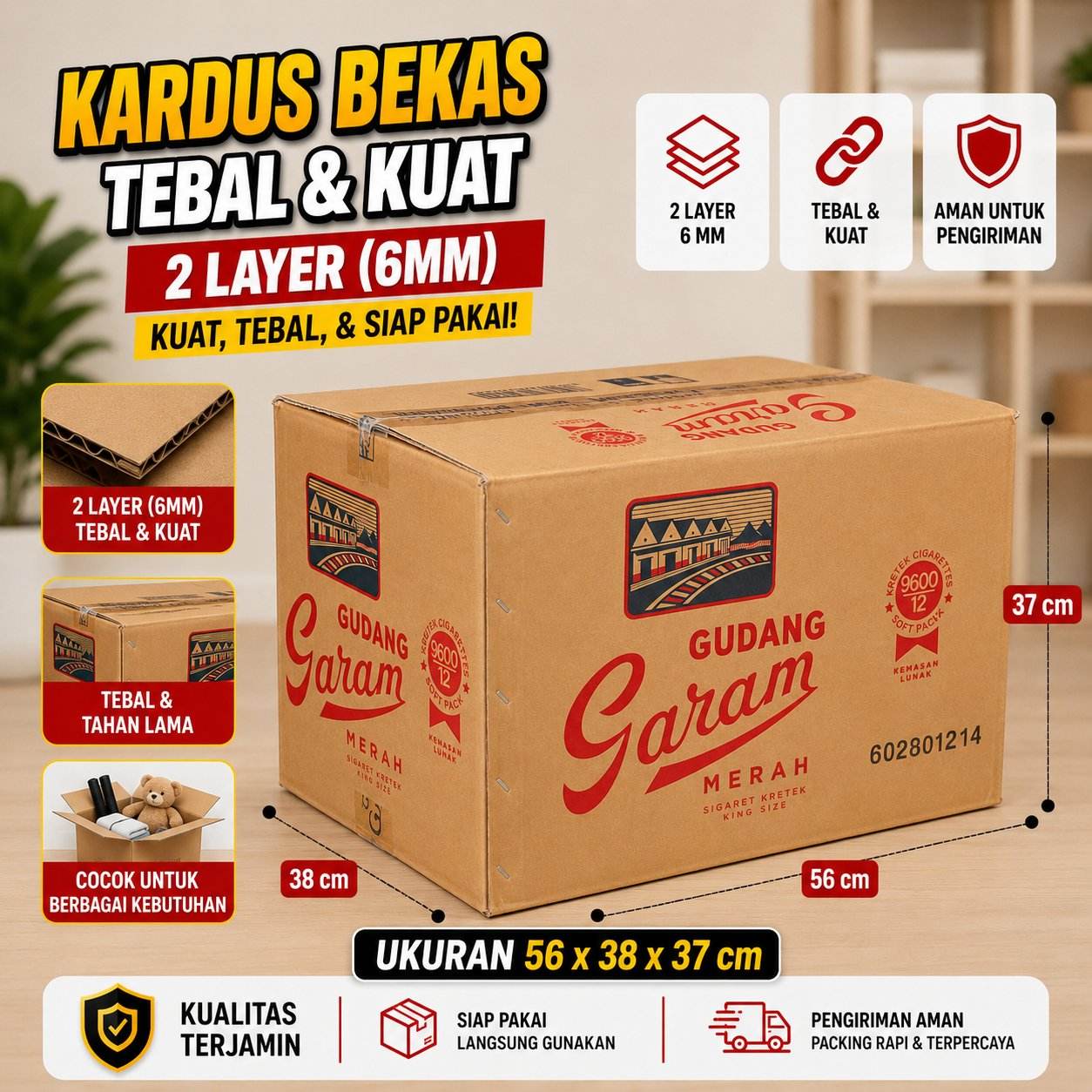 Kardus Besar Packing Pindahan 56x38x37 Double Layer