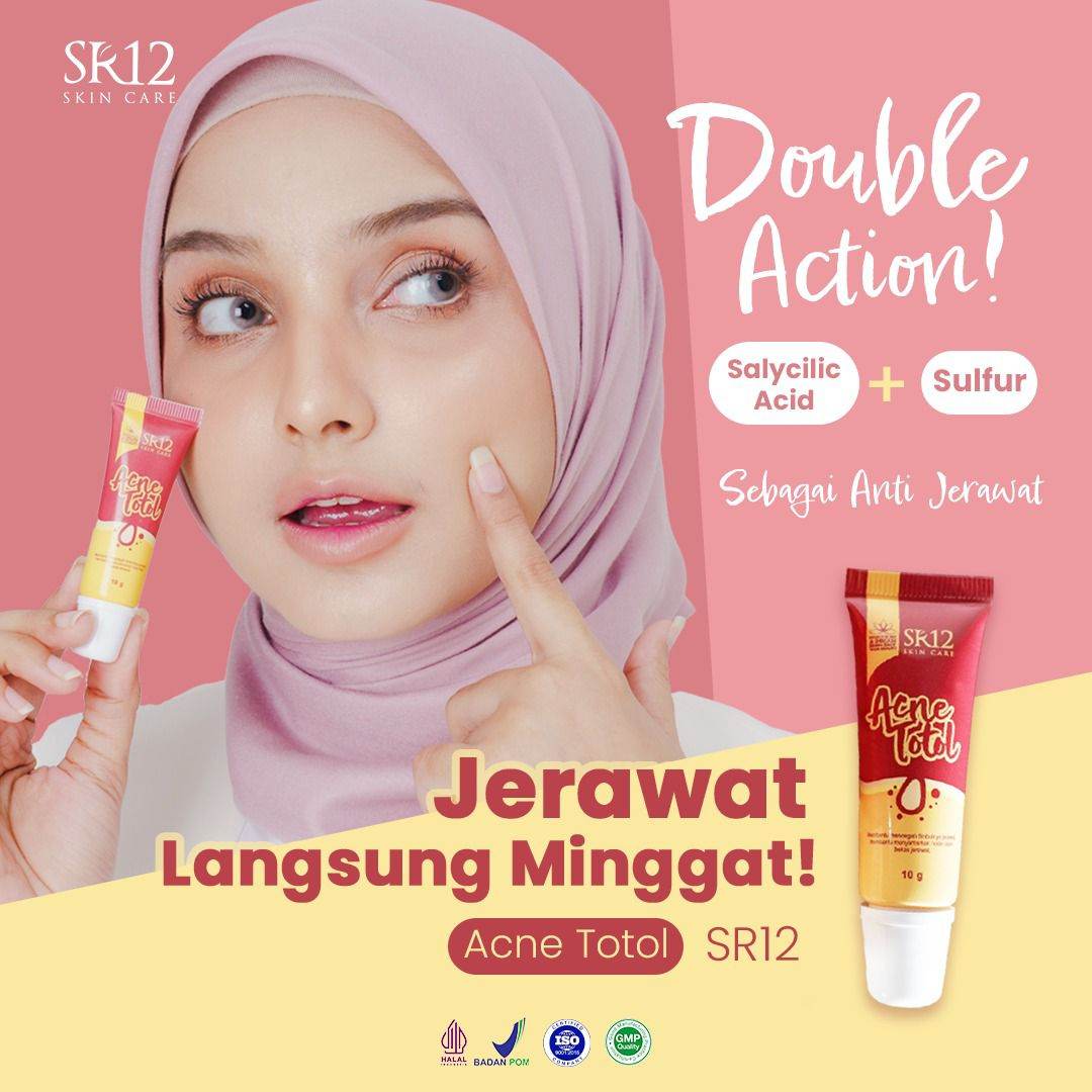Acne Series_SR12 (Acne Cream / Acne Totol / Acne Toner / Toner BHA) Bebas Jerawat dalam 14 Hari Kempes Mencerahkan Antioksidan