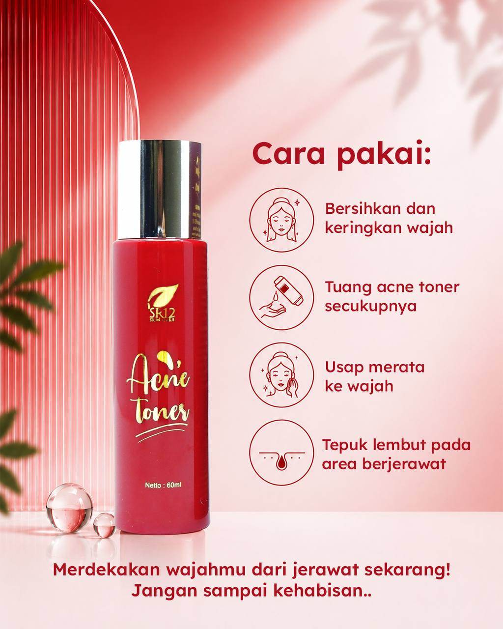 Acne Series_SR12 (Acne Cream / Acne Totol / Acne Toner / Toner BHA) Bebas Jerawat dalam 14 Hari Kempes Mencerahkan Antioksidan