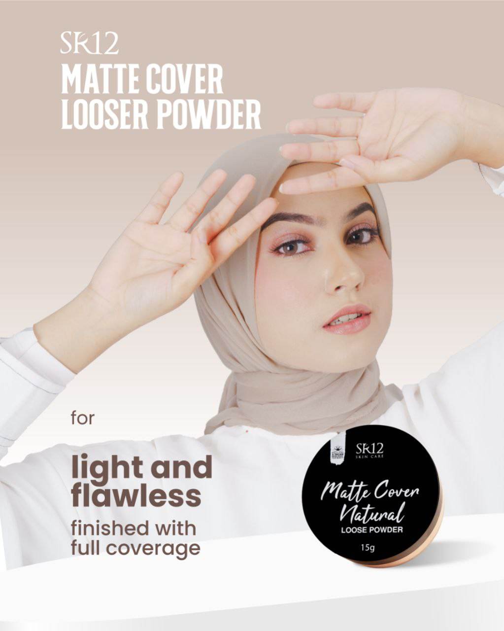 Bedak Daily Cover SR12 Padat (Natural Beige SheerPink) & Tabur Loose Powder Matte Cover Natural Tutupi Bekas Jerawat Flek Hitam
