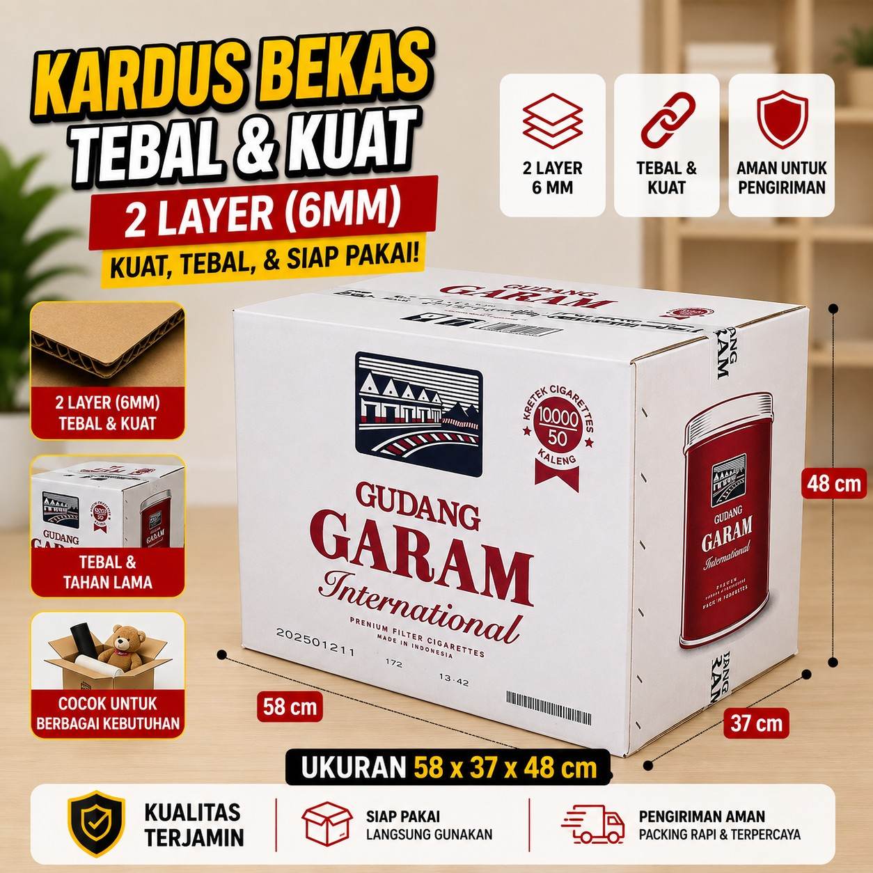 Kardus Bekas Besar Packing Pindahan 58x37x48 Double Layer