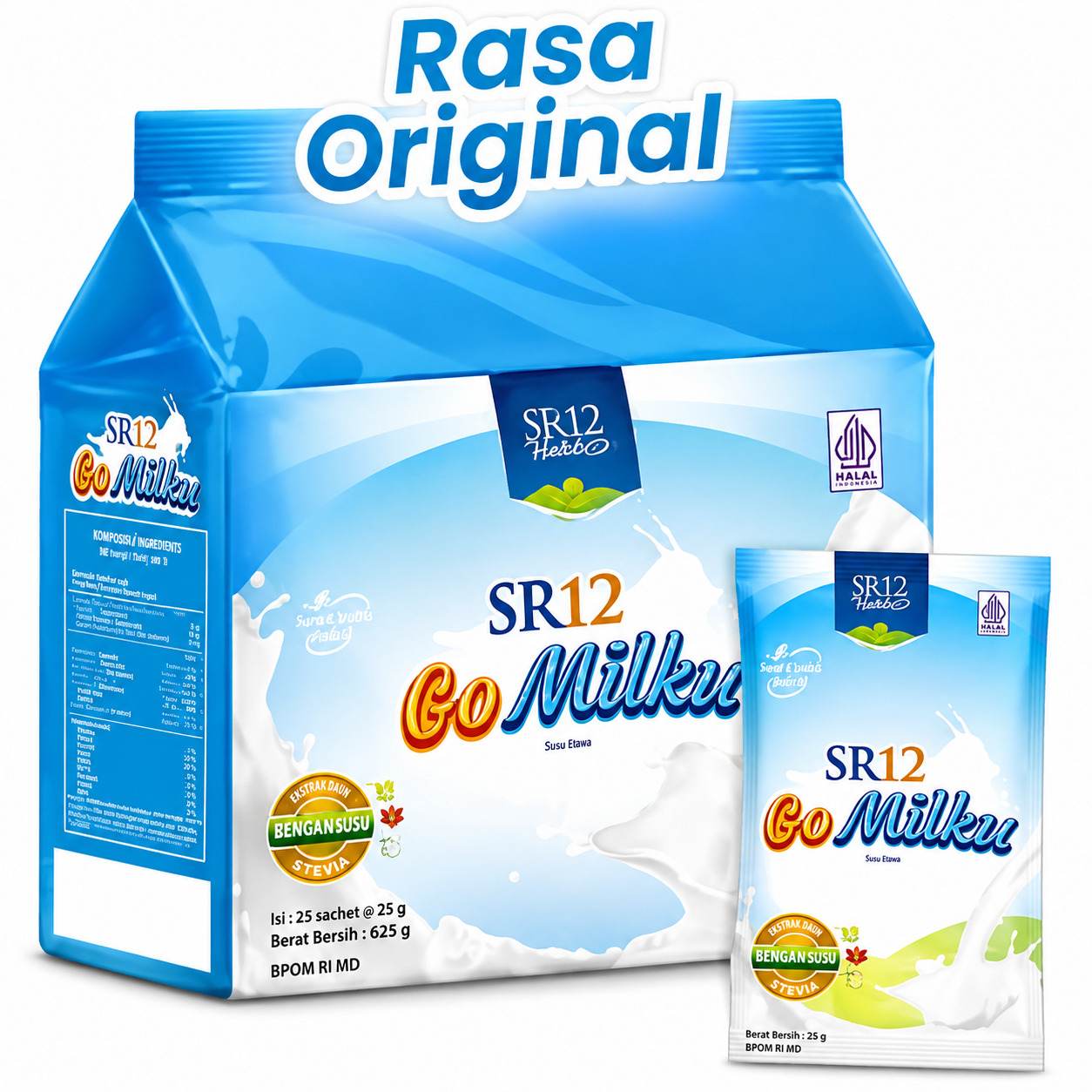 Gomilku SR12 Sachet Original, Strawberi, Cokelat Susu Kambing Etawa Susu Lansia Menjaga Kesehatan Tulang
