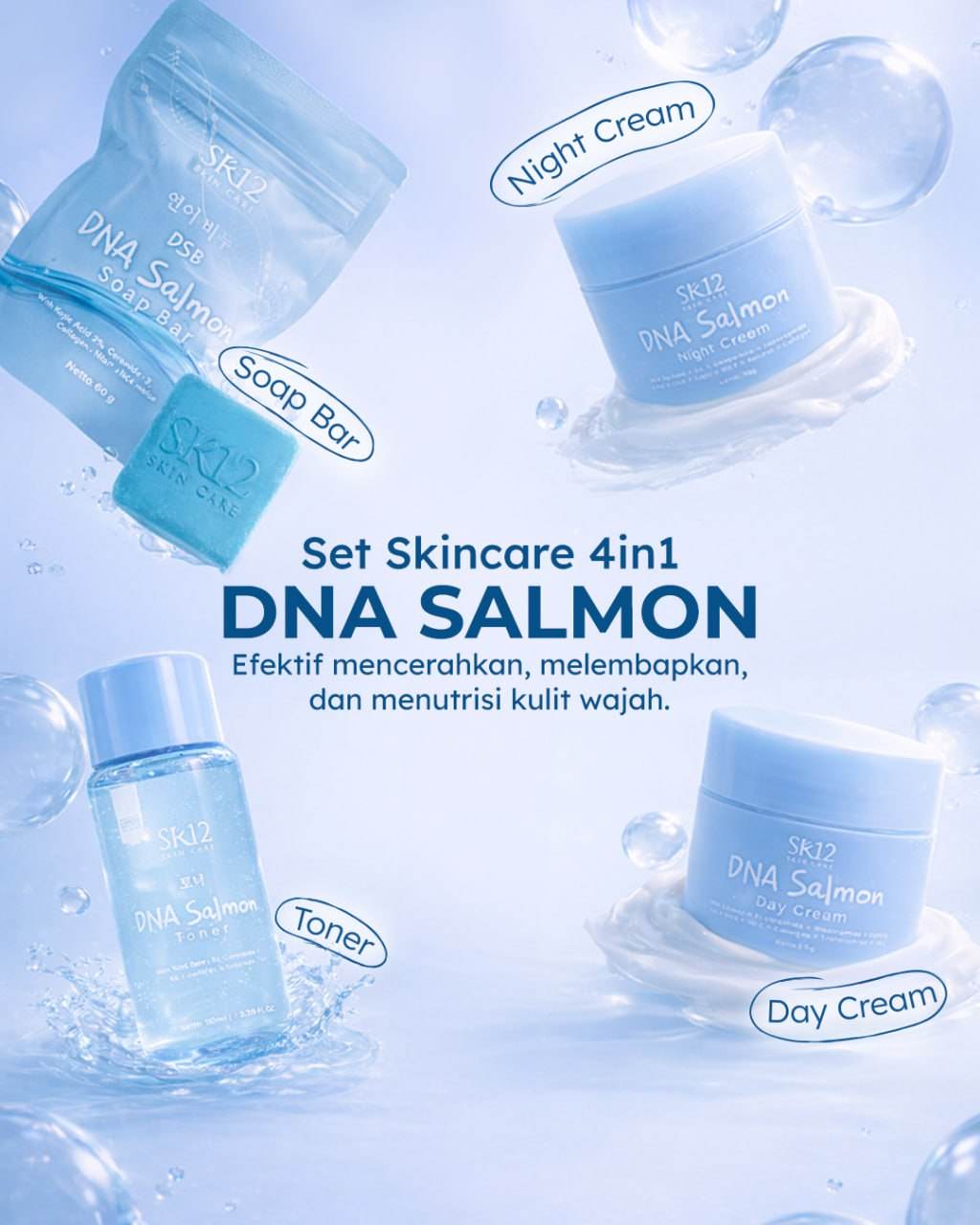 SR12 DNA Salmon Package Paket Perawatan Wajah Glowing Cerah dan Lembab