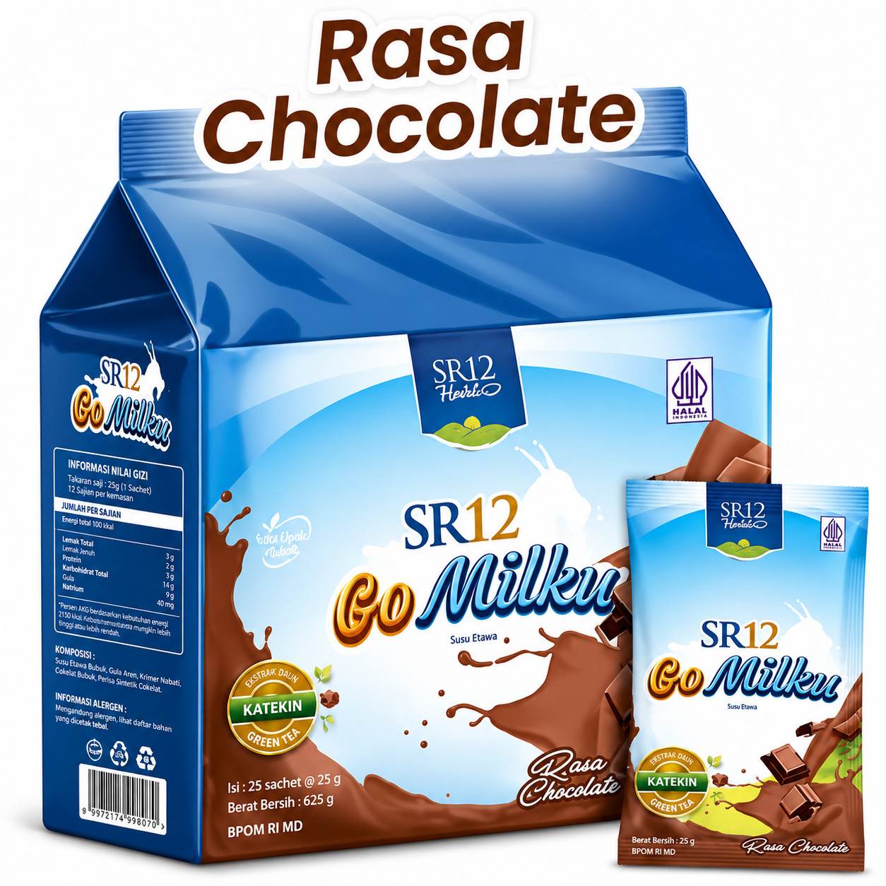Gomilku SR12 Sachet Original, Strawberi, Cokelat Susu Kambing Etawa Susu Lansia Menjaga Kesehatan Tulang