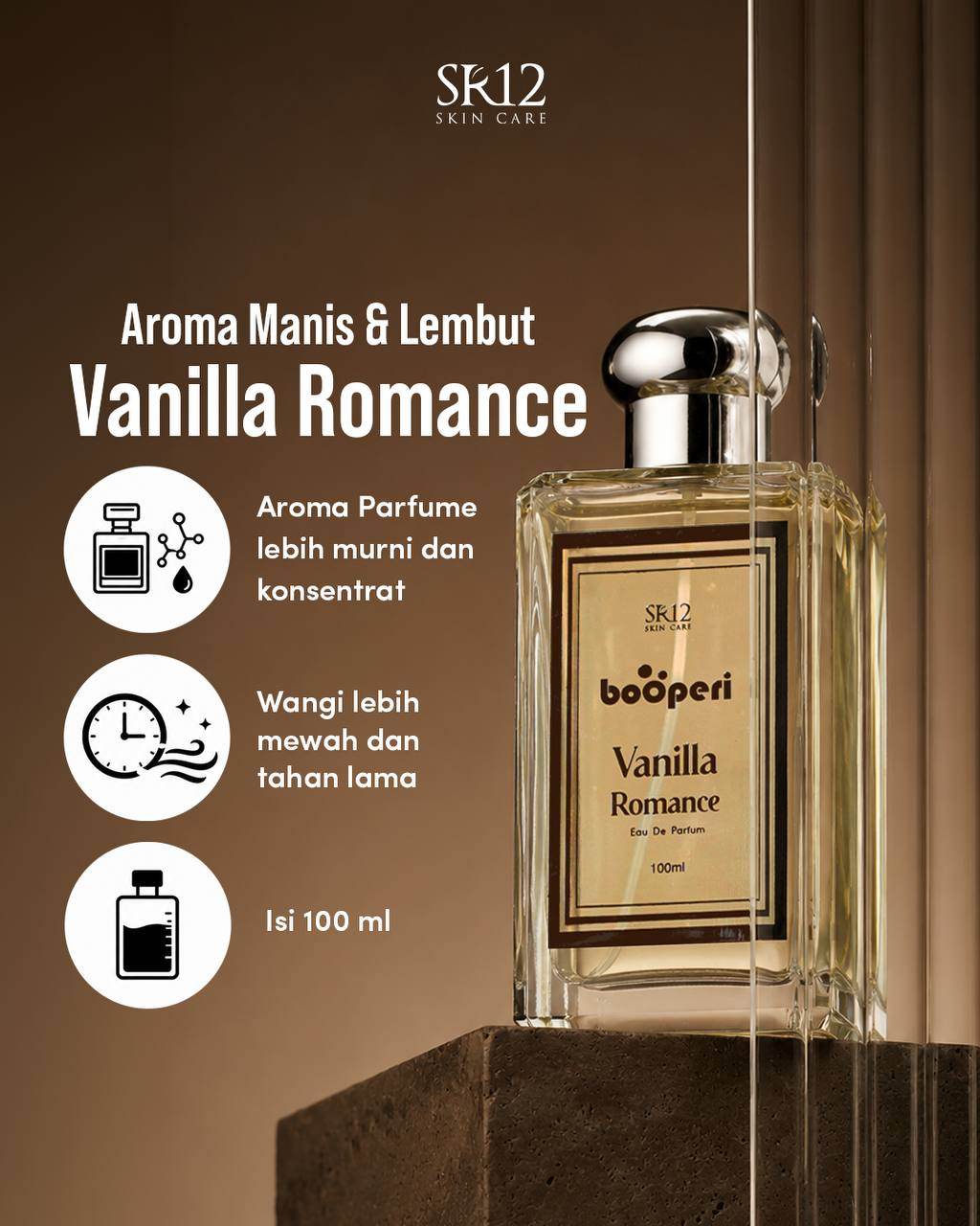 Booperi Parfum SR12 Series 12 jam (Fantasy / Misteriosa / Vanilla Romance / Secret Amor / Velvet Oud / Cherry Pop / Tea Blush)