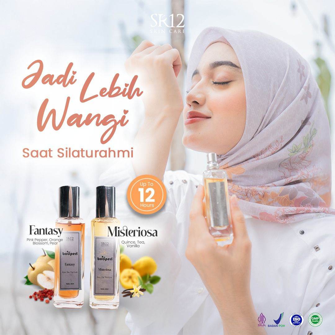 Booperi Parfum SR12 Series 12 jam (Fantasy / Misteriosa / Vanilla Romance / Secret Amor / Velvet Oud / Cherry Pop / Tea Blush)