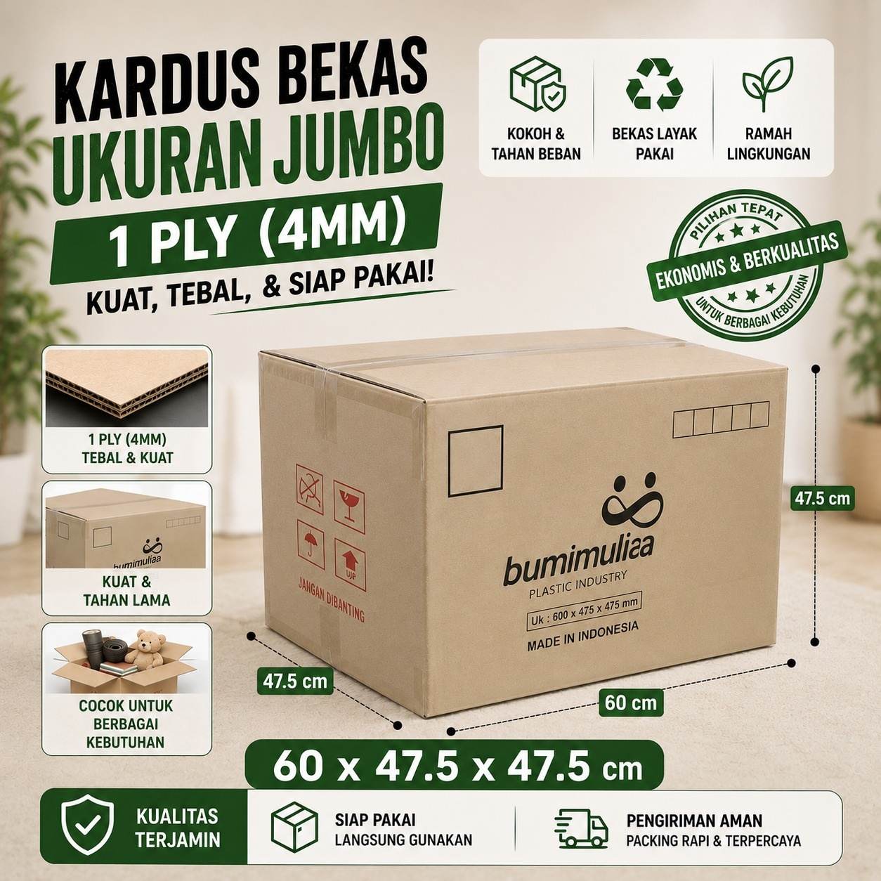 Kardus Bekas Besar Packing Pindahan 60x47.5x47.5 Single Layer