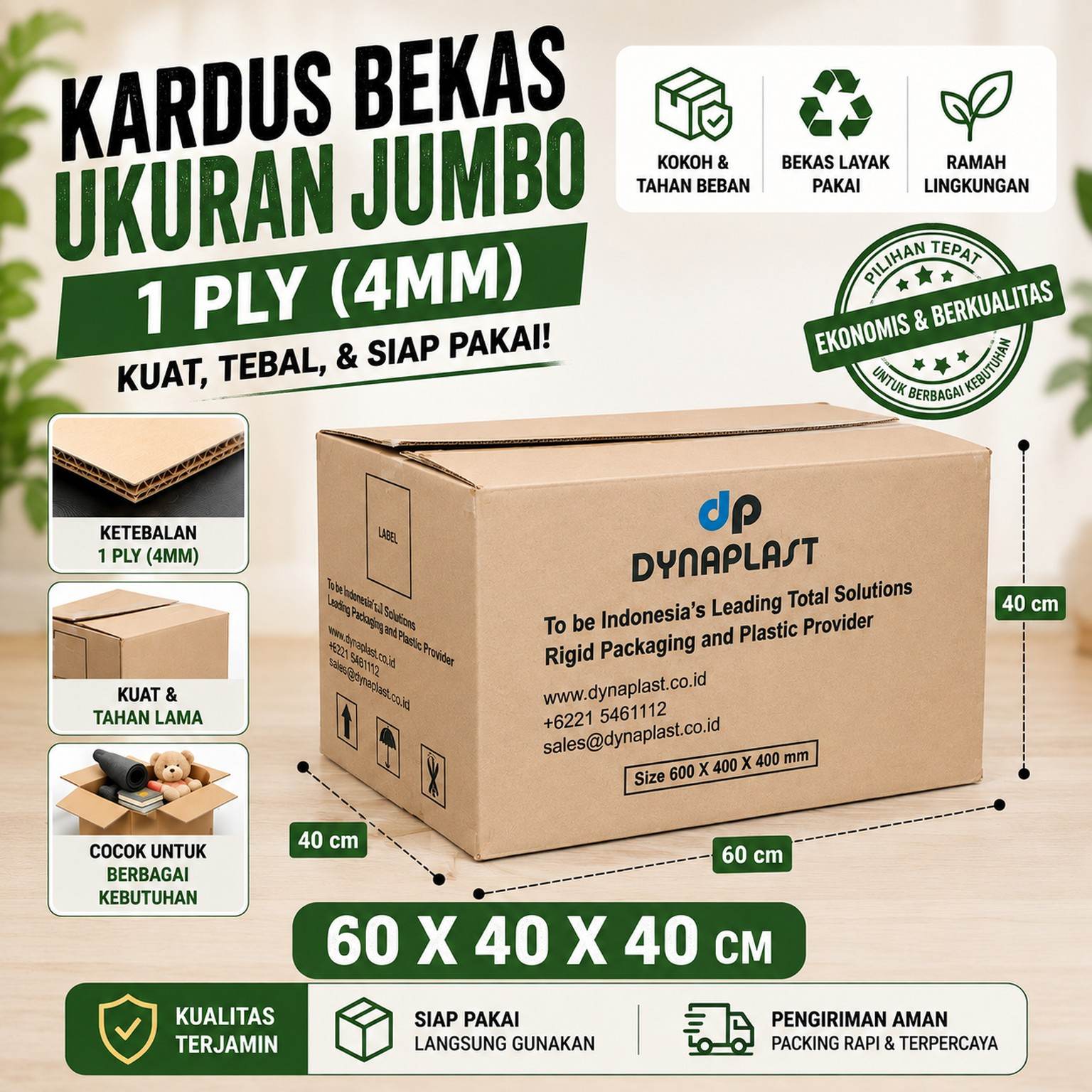 Kardus Bekas Besar Packing Pindahan 60x40x40 Single Layer