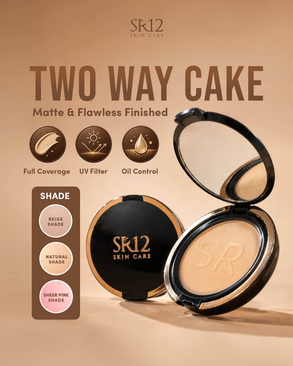 Bedak Daily Cover SR12 Padat (Natural Beige SheerPink) & Tabur Loose Powder Matte Cover Natural Tutupi Bekas Jerawat Flek Hitam