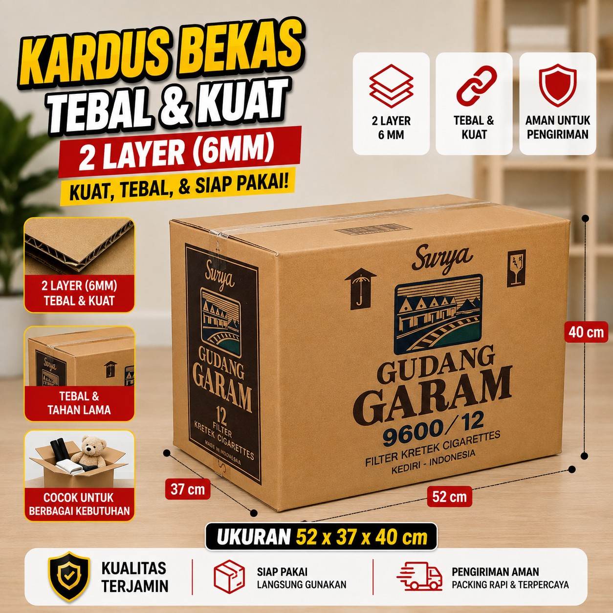 Kardus Bekas Besar Packing Pindahan 52x37x40 Double Layer