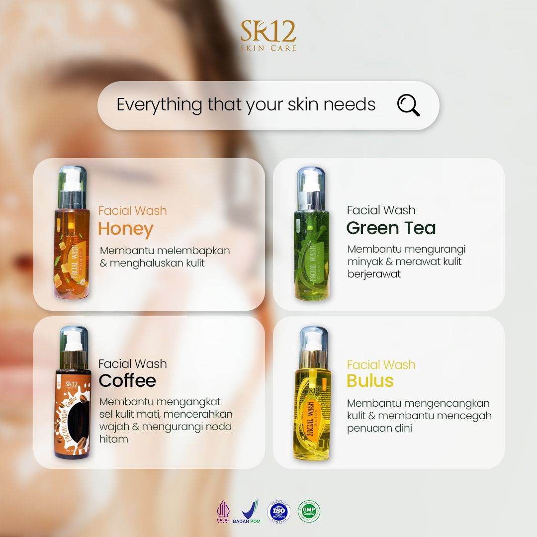 Facial Wash SR12 Series (Coffee / Green Tea / Honey / Bulus / Facial Foam Glutation)